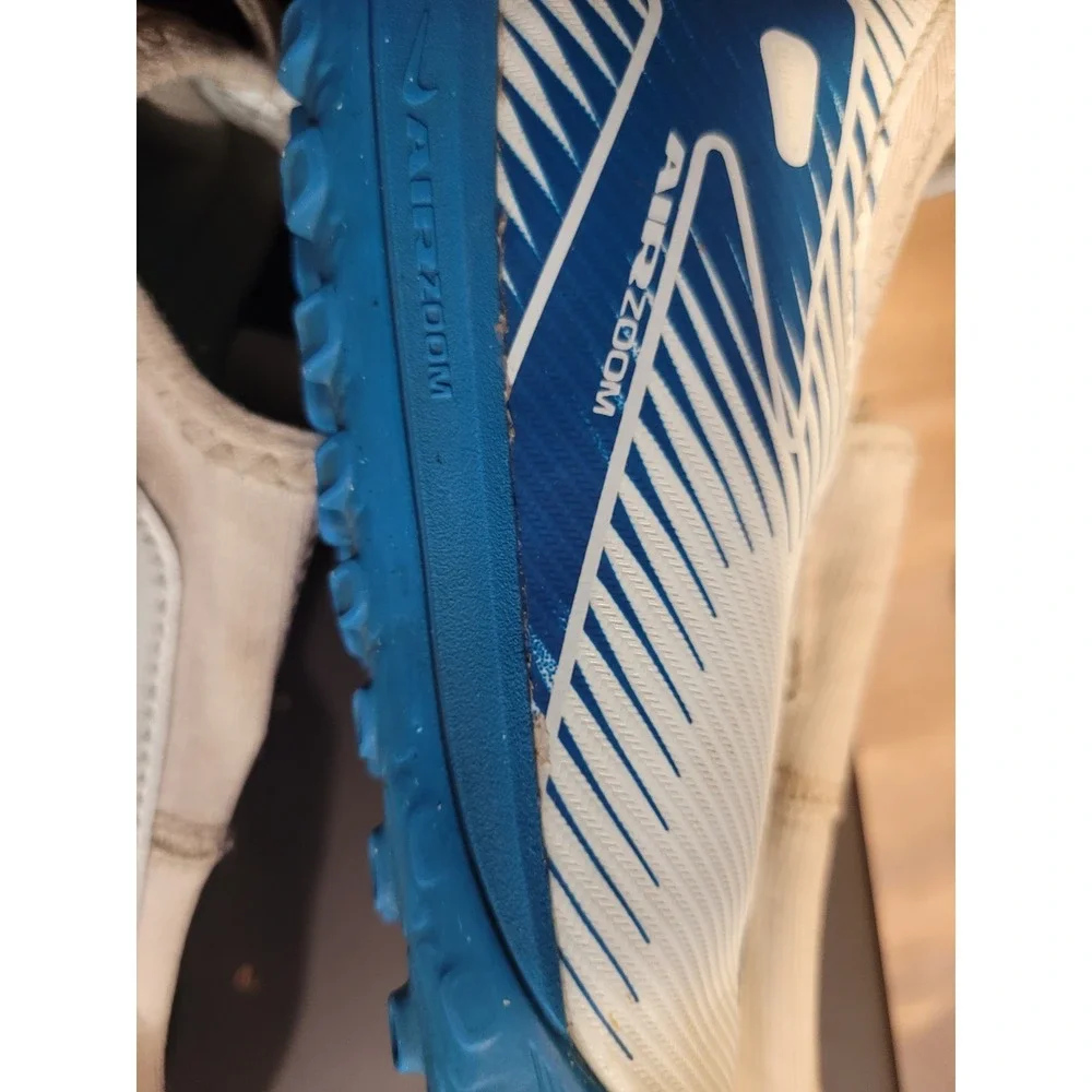 Nike Mercurial Air Zoom Kids Soccer Cleats Blue‎ White Turf 3Y no laces
